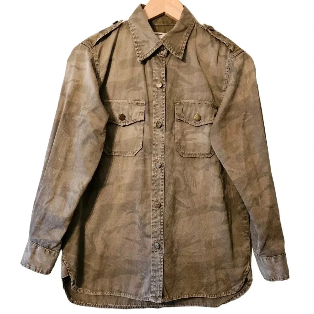 Current Elliott Women’s The Perfect Shirt Cotton Army Camo Button Down Shirt S.